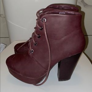 Maroon Laced Booties